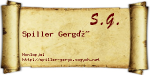 Spiller Gergő névjegykártya
